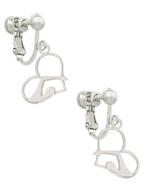 3 Merry Monkeys Silvertone Swimmer in Heart - Clip On Earrings