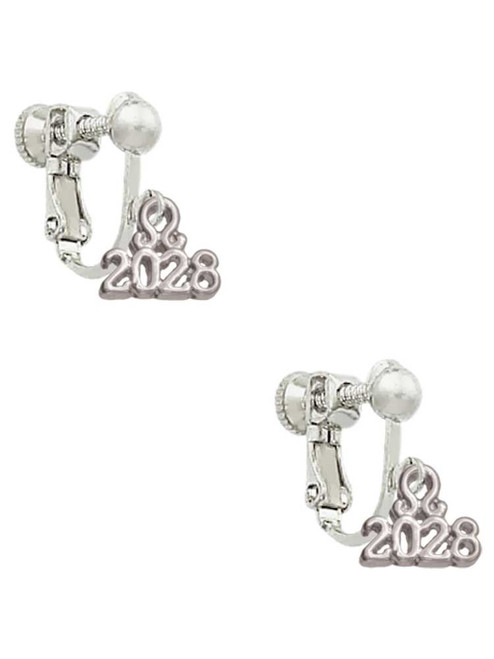 3 Merry Monkeys Silvertone Mini Year 2028 - Clip On Earrings