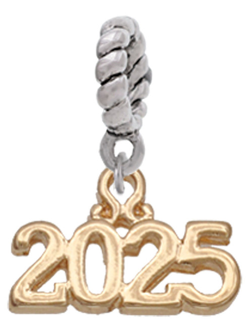 3 Merry Monkeys Goldtone Horizontal Year 2025 - Rope Charm Bead Dangle