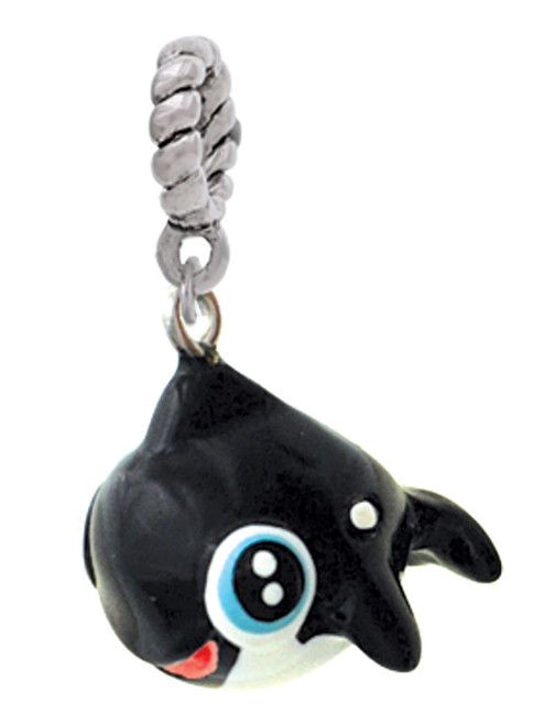 3 Merry Monkeys Resin Killer Whale - Rope Charm Bead Dangle