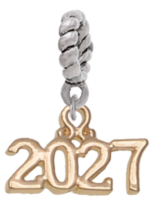 3 Merry Monkeys Goldtone Horizontal Year 2027 - Rope Charm Bead Dangle