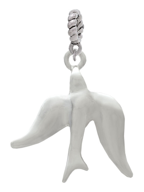 3 Merry Monkeys Silvertone 3-D Dove - Rope Charm Bead Dangle
