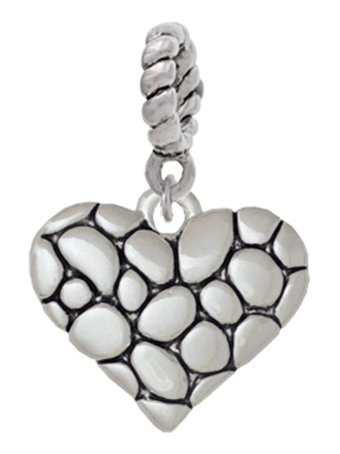 Pebble Heart Rope Charm Bead Dangle