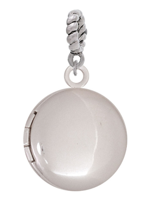 3 Merry Monkeys Silvertone 20mm Round Locket - Rope Charm Bead Dangle