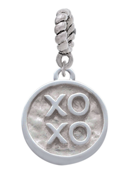 3 Merry Monkeys Silvertone XOXO - Round Seal - Rope Charm Bead Dangle