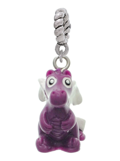 3 Merry Monkeys Resin Purple Dragon Darling - Rope Charm Bead Dangle