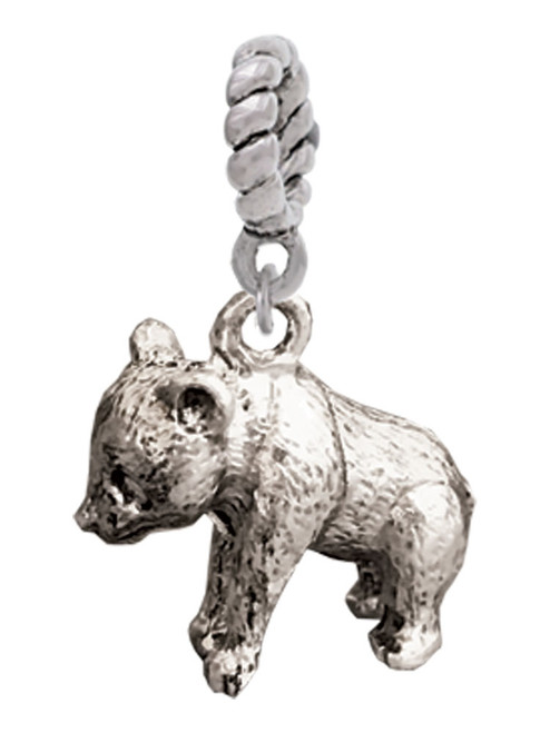 3 Merry Monkeys Silvertone Panda Bear Standing - Rope Charm Bead Dangle
