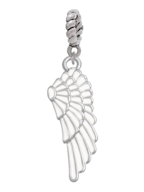 3 Merry Monkeys Silvertone Large White Enamel Angel Wing - Rope Charm Bead Dangle