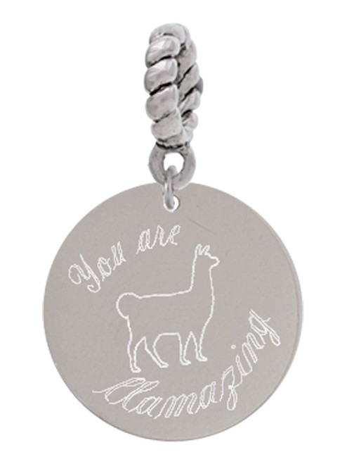 3 Merry Monkeys Stainless Steel You are LLAMAZING Llama Disc - Rope Charm Bead Dangle