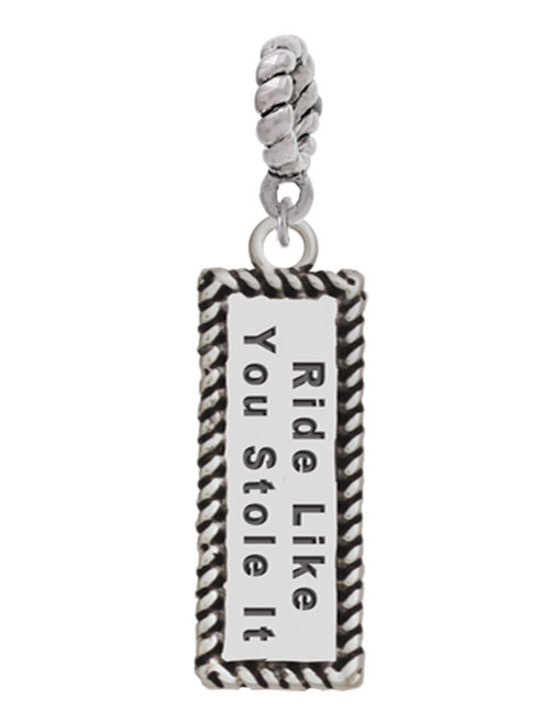 3 Merry Monkeys Silvertone Ride Like You Stole It - Rope Charm Bead Dangle