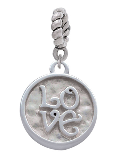 3 Merry Monkeys Silvertone Love Square - Round Seal - Rope Charm Bead Dangle