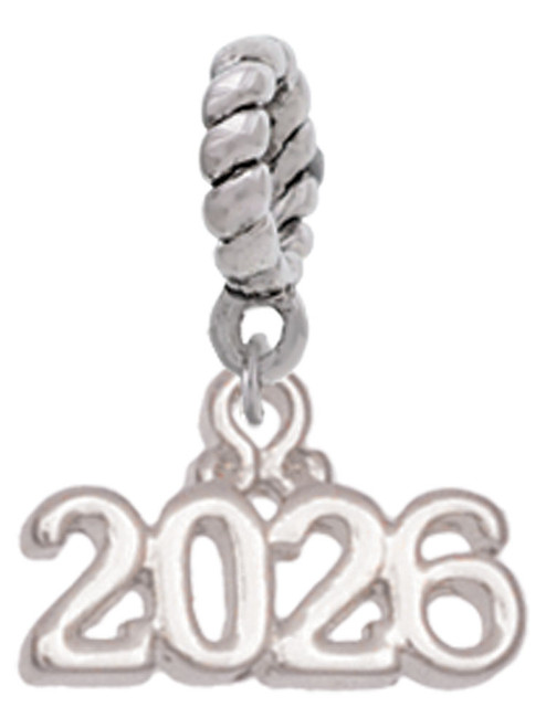3 Merry Monkeys Silvertone Horizontal Year 2026 - Rope Charm Bead Dangle