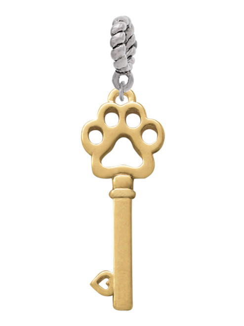 3 Merry Monkeys Goldtone Open Paw Key - Rope Charm Bead Dangle