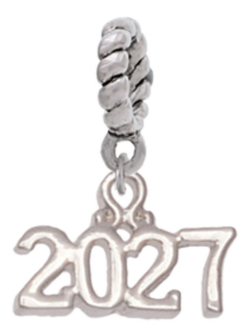 3 Merry Monkeys Silvertone Horizontal Year 2027 - Rope Charm Bead Dangle