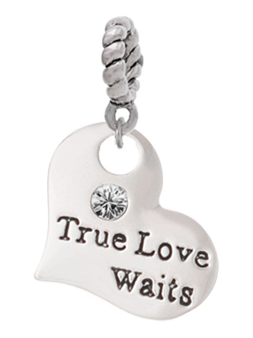 Large True Love Waits Heart Rope Charm Bead Dangle