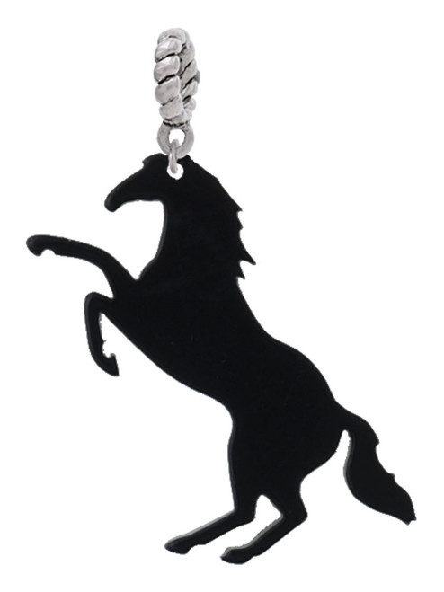 3 Merry Monkeys Acrylic 1.5 Black Horse - Rope Charm Bead Dangle