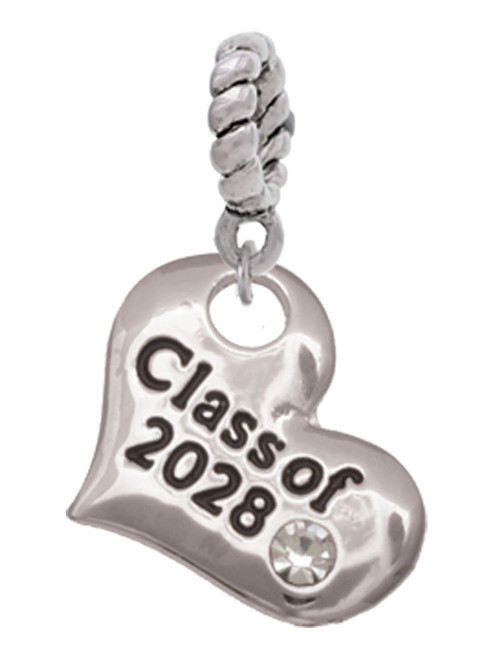 3 Merry Monkeys Silvertone Class of 2028 Heart - Rope Charm Bead Dangle