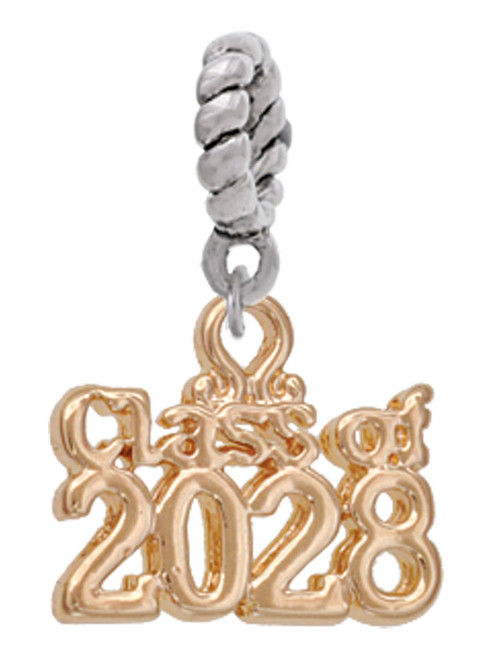 3 Merry Monkeys Goldtone Class of 2028 - Rope Charm Bead Dangle