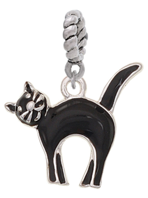 Black Standing Cat Rope Charm Bead Dangle