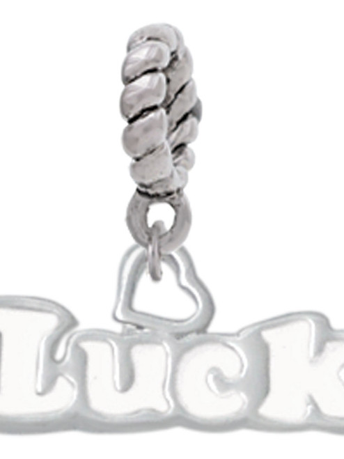 White ''Luck'' with Heart Rope Charm Bead Dangle