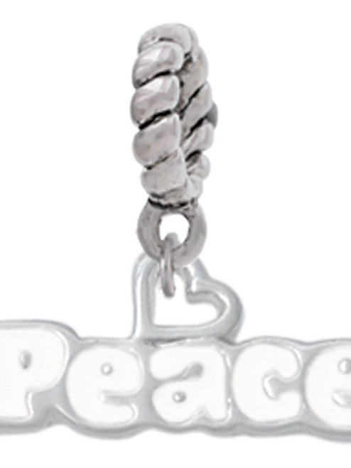 White ''Peace'' with Heart Rope Charm Bead Dangle
