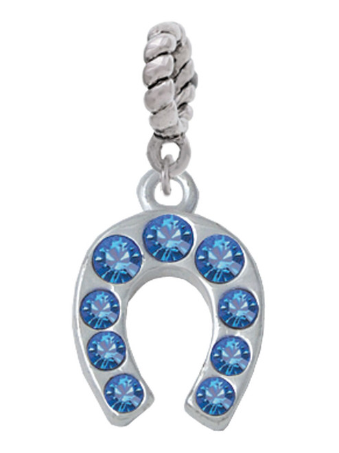 Blue Crystal Horseshoe Rope Charm Bead Dangle