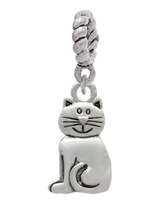 2-D Smiling Cat Rope Charm Bead Dangle