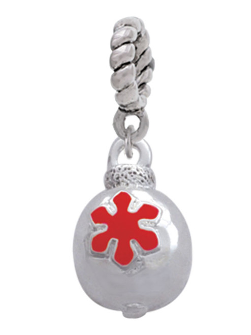 Ornament with Red Snowflake Rope Charm Bead Dangle