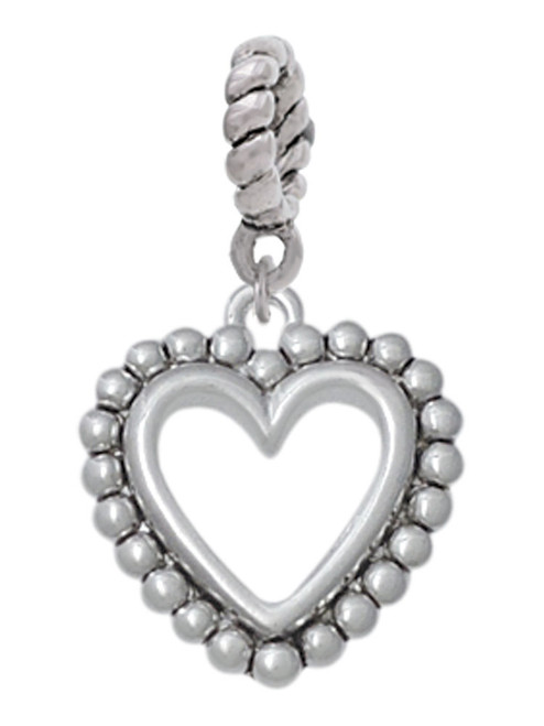 Open Heart with Beaded Border - 2 Sided Rope Charm Bead Dangle