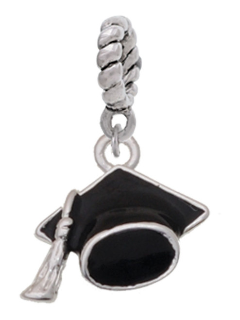 3-D Graduation Hat Rope Charm Bead Dangle