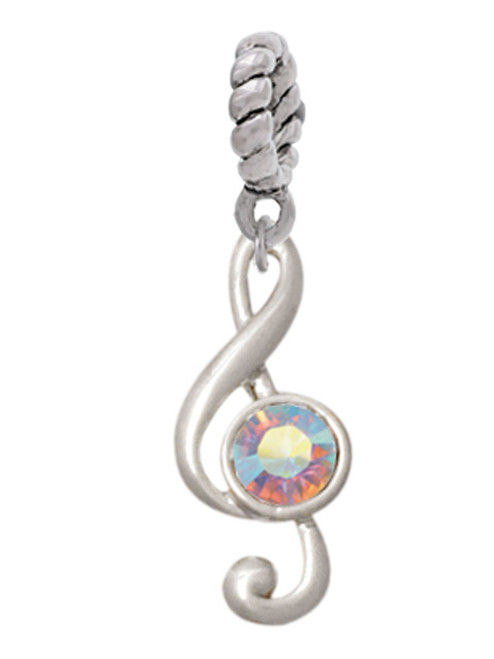 Medium Clef with AB Crystal Rope Charm Bead Dangle