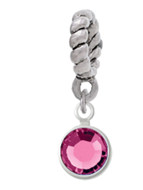 Crystal Hot Pink Channel Drop Rope Charm Bead Dangle
