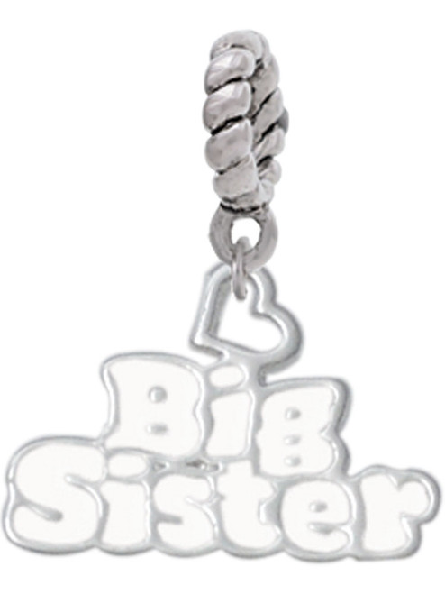 White ''Big Sister'' with Heart Rope Charm Bead Dangle