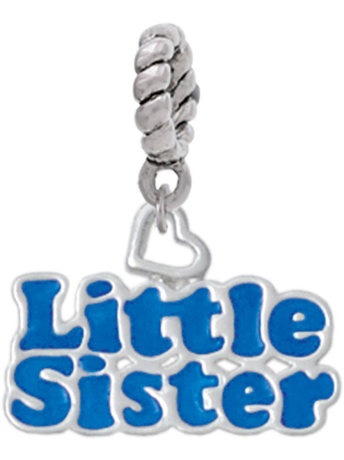Royal Blue ''Little Sister'' with Heart Rope Charm Bead Dangle