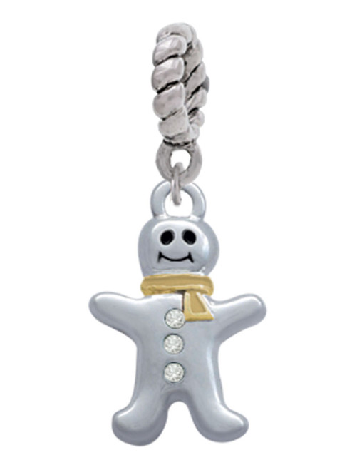 Two Tone Gingerbread Man with Crystal Buttons Rope Charm Bead Dangle