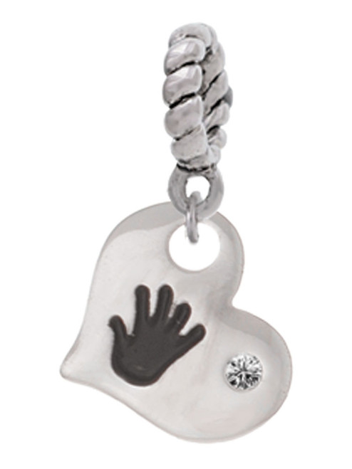 Hand Print Heart Rope Charm Bead Dangle