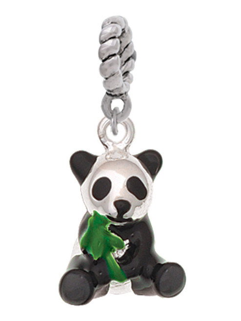 Enamel Sitting Panda Rope Charm Bead Dangle