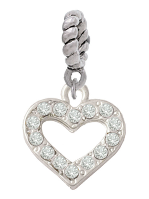Crystal Open Heart Rope Charm Bead Dangle