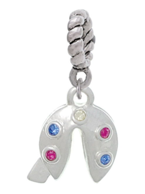 Multicolored Crystal Fortune Cookie Rope Charm Bead Dangle