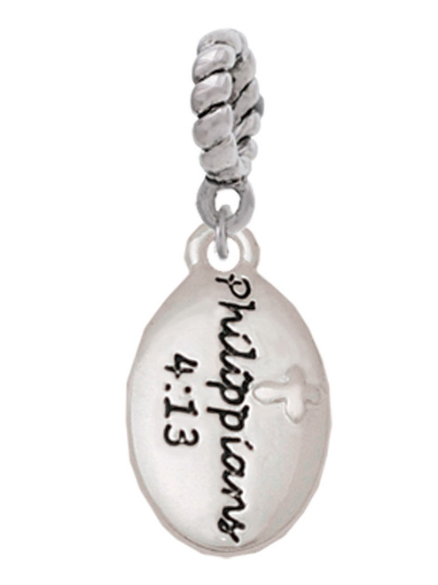 Bible Verse Philippians 4:13 Rope Charm Bead Dangle
