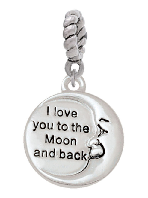 I Love You to the Moon and Back Rope Charm Bead Dangle