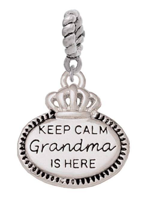 Keep Calm Grandma is Here Rope Charm Bead Dangle