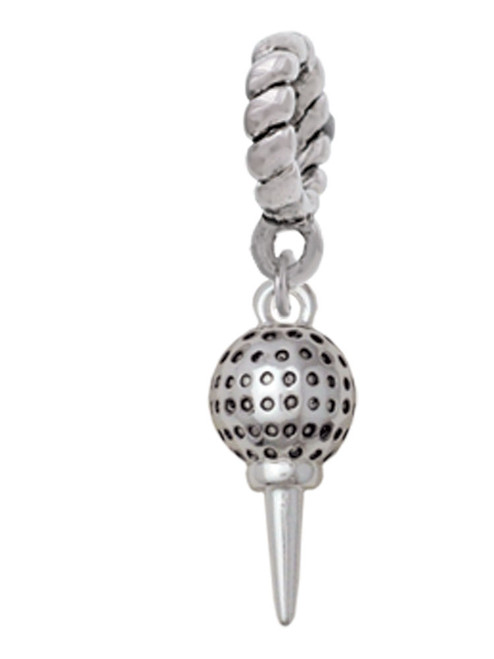 Small Golf Ball on Tee Rope Charm Bead Dangle