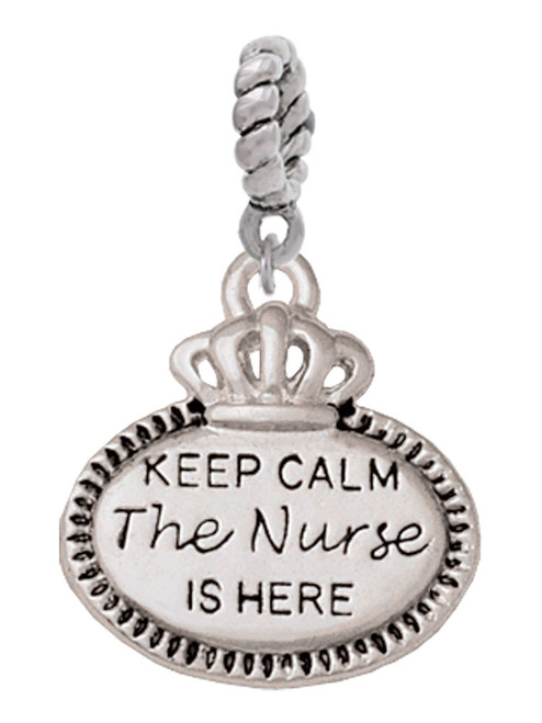 Keep Calm The Nurse is Here Rope Charm Bead Dangle