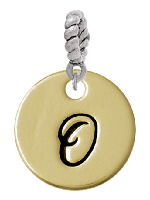 Large Gold Tone Disc Letter - O - 3/4'' Rope Charm Bead Dangle