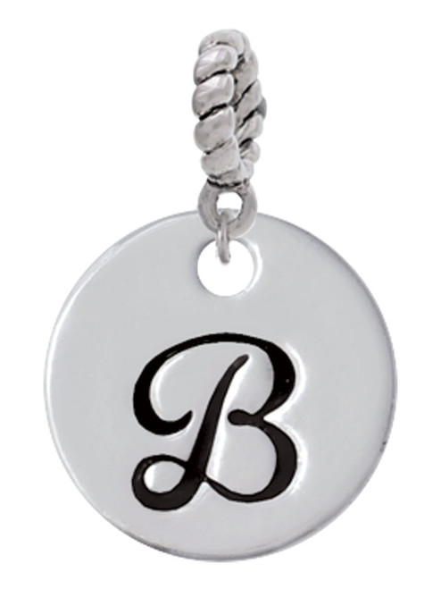 Large Script Letter - B - 3/4'' Disc - Rope Charm Bead Dangle