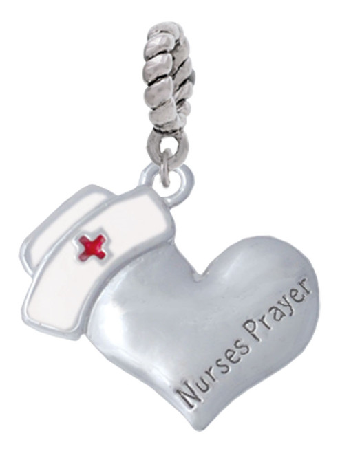 Nurse's Prayer Heart - Healing Hand Rope Charm Bead Dangle