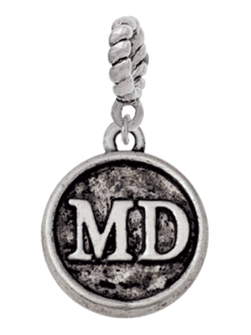 Doctor Caduceus Seal - MD Rope Charm Bead Dangle