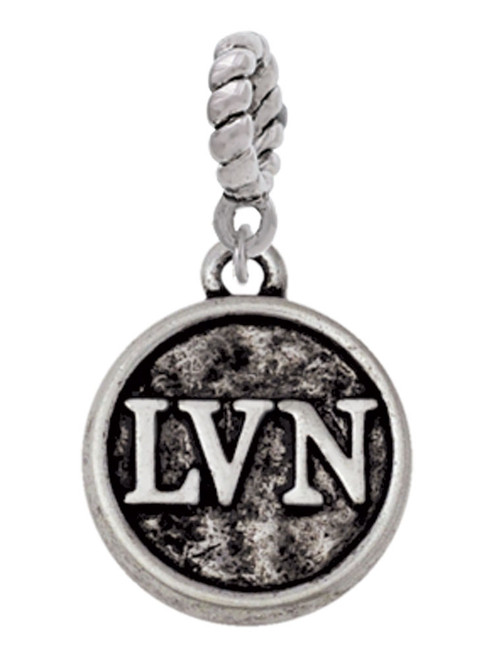 Nurse Caduceus Seal - LVN Rope Charm Bead Dangle
