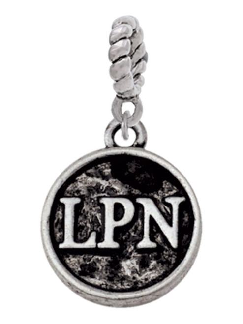 Nurse Caduceus Seal - LPN Rope Charm Bead Dangle